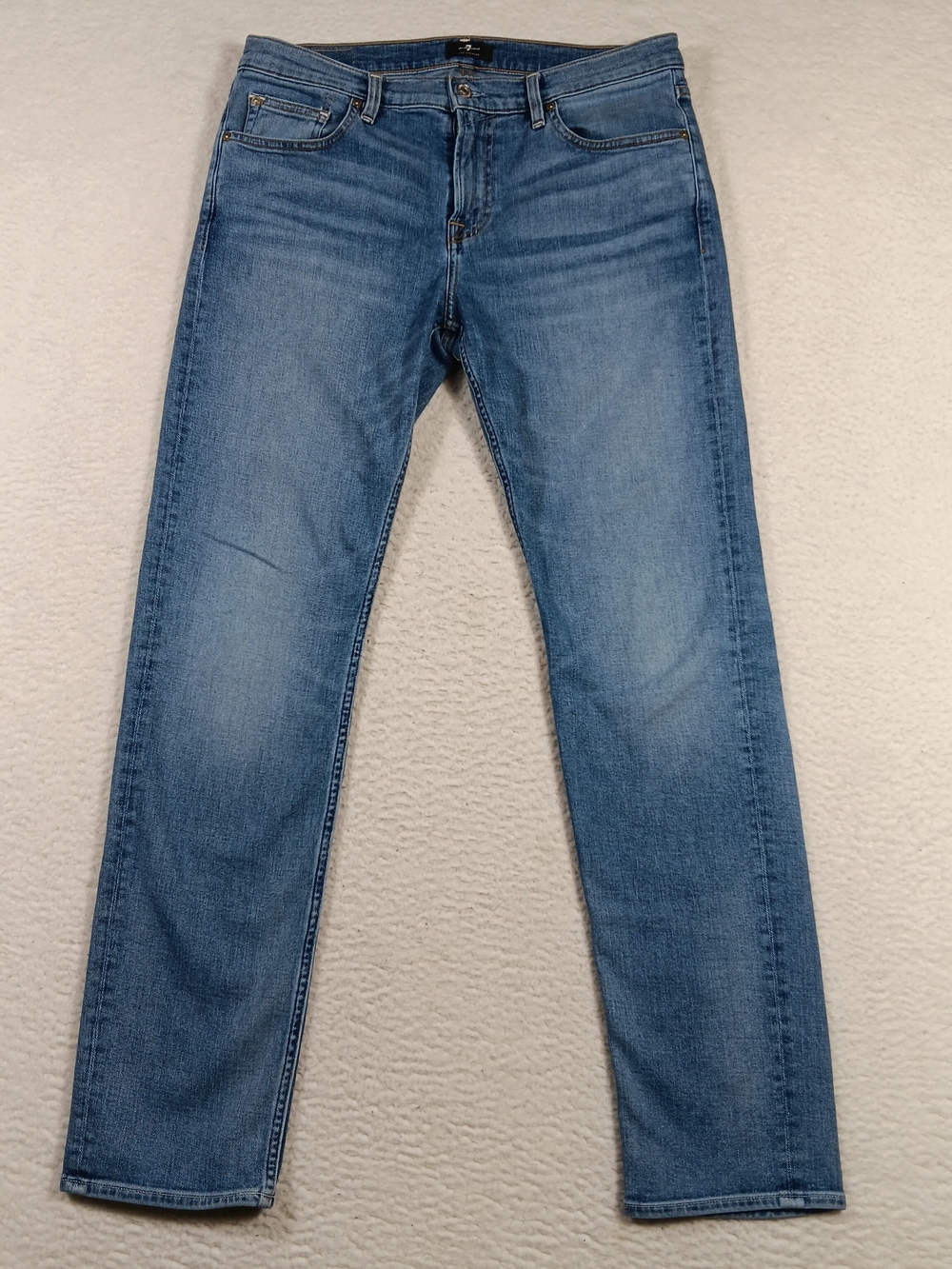 7 For All Mankind Jeans Mens 34x33 Blue Denim Slimmy Cashmere Blend Whiskers